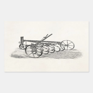 Vintage alte Pflüge landwirtschaftliche Geräte Lan Rechteckiger Aufkleber