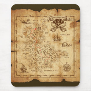 Vintage alte Piratenschatzkarte X markiert die Ste Mousepad