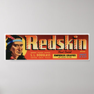 Vintage Alte Redskin Indische Fruchtkäfigmarken Poster