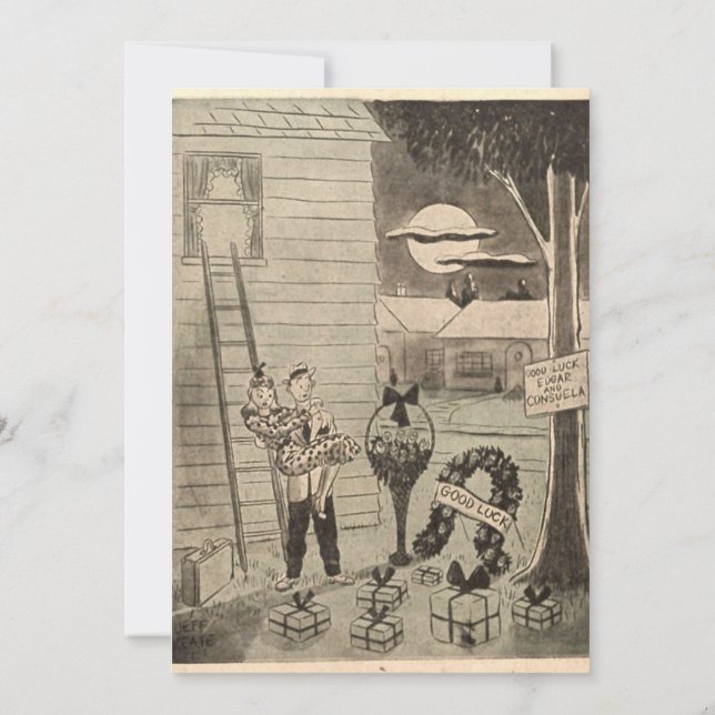 Vintage alte romantische Couple Retro 50er Wedding Einladung (Rückseite)