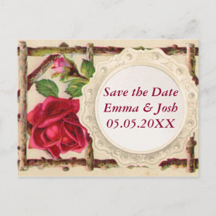 Vintage alte Rose rustikal Viktorianisch Antique Ankündigungspostkarte