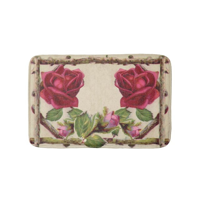 Vintage alte Rose rustikal Viktorianisch Antique Badematte (Vorderseite)