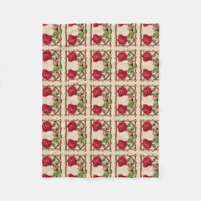 Vintage alte Rose rustikal Viktorianisch Antique Fleecedecke (Vorderseite)