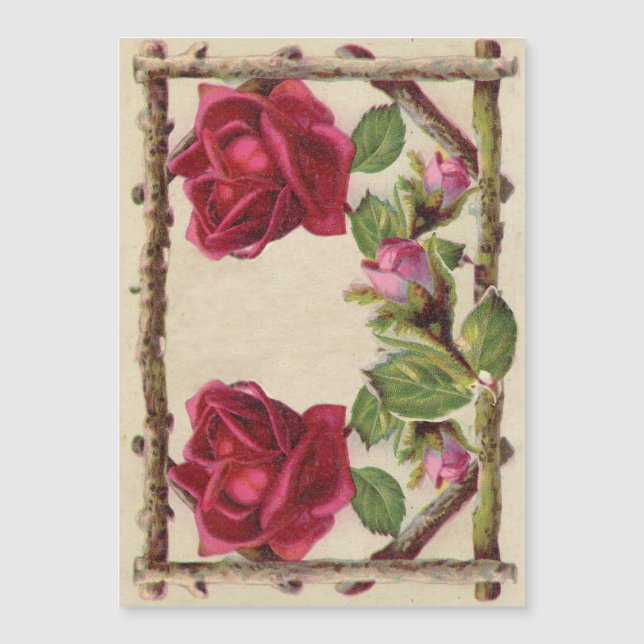 Vintage alte Rose rustikal Viktorianisch Antique Magnetkarte (Vorderseite)