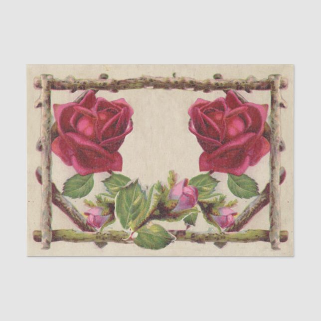 Vintage alte Rose rustikal Viktorianisch Antique Seidenpapier (Vorderseite)