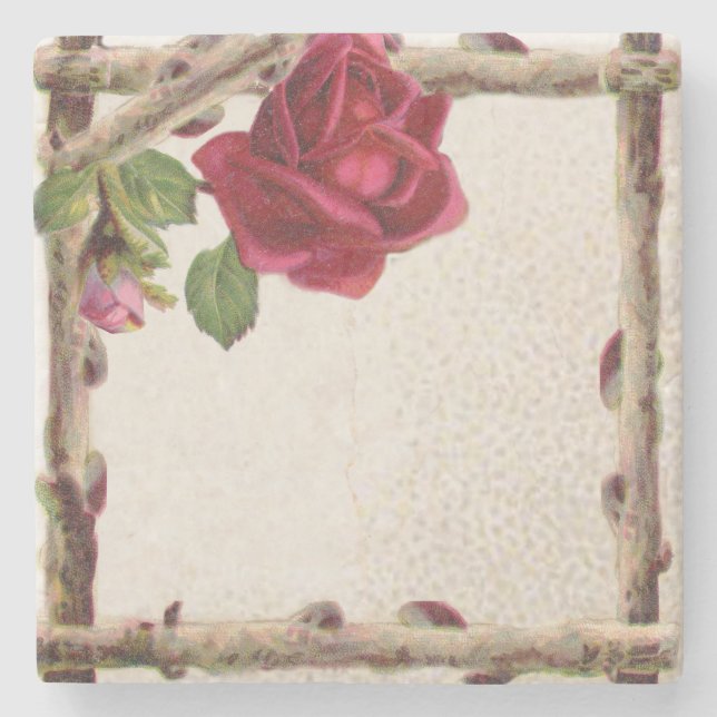 Vintage alte Rose rustikal Viktorianisch Antique Steinuntersetzer (Vorderseite)