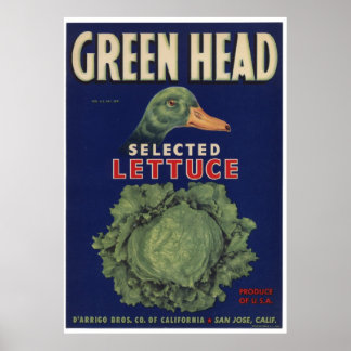 Vintage alte Salate Gemüse Kratzeretiketten Poster