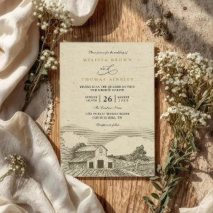 Vintage Alte Scheune Rustikale Elegante QR-Code-Ho Einladung