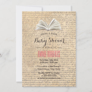 Vintage Alte Schriften bringen Bücherdusche Einladung