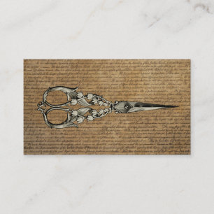 Vintage alte Skript-Antike Scissor Haar-Stylisten Visitenkarte