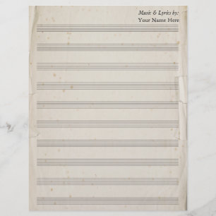 Vintage Alte Torn Blank Sheet Music 10 Stave