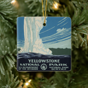 Vintage Alte Treue im Yellowstone Nationalpark Keramikornament