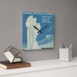 Vintage Alte Treue im Yellowstone Nationalpark Quadratische Wanduhr