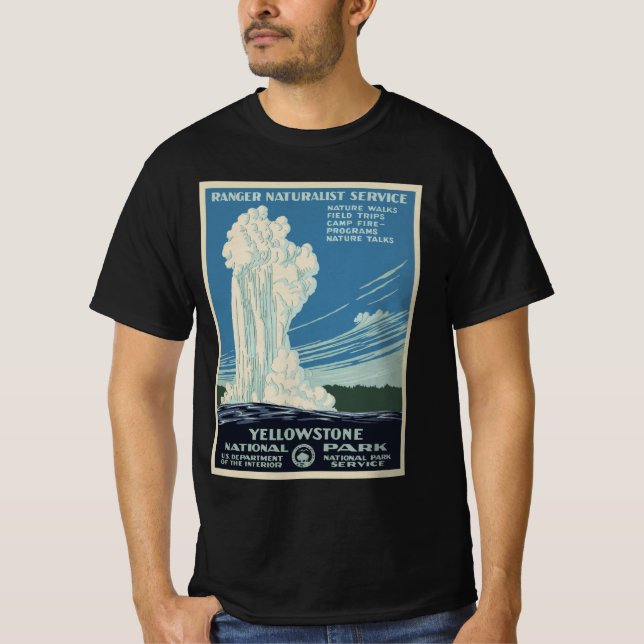 Vintage Alte Treue im Yellowstone Nationalpark T-Shirt (Vorderseite)