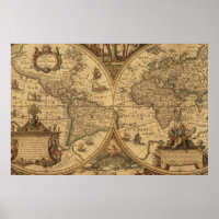 Vintage Alte Welt Karte Sepia Kunst-Reise