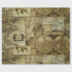 Vintage Alte Welt Karten Antike Karten Muster Geschenkpapier