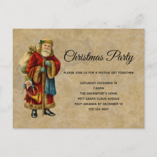 Vintage Alte Welt Weihnachten Weihnachtsmann Einladungspostkarte