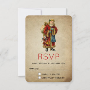 Vintage Alte Welt Weihnachten Weihnachtsmann RSVP Karte
