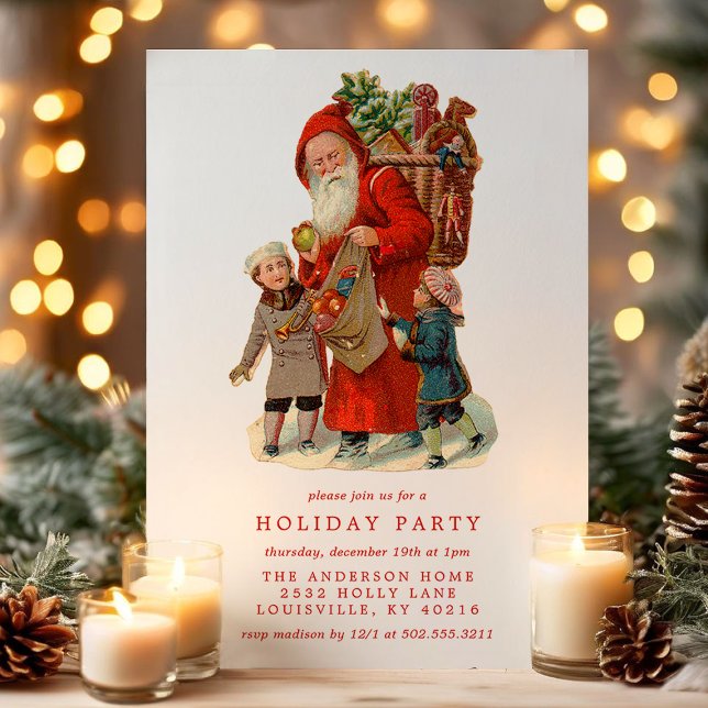 Vintage Alte Welt Weihnachtsmann Kinderfest Einladung (Von Creator hochgeladen)