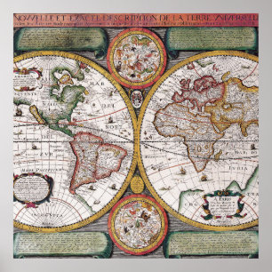 Vintage Alte Weltkarte Poster