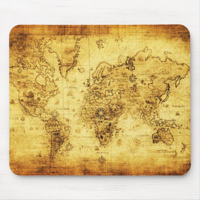 Vintage alte Weltkarten-Mausunterlage Mousepad (Vorne)