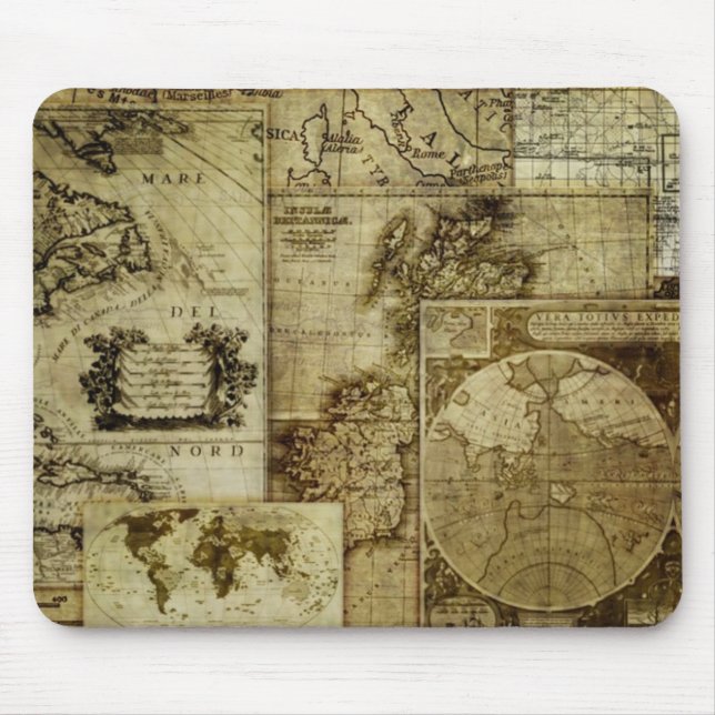 Vintage Alte Weltkarten Mousepad (Vorne)