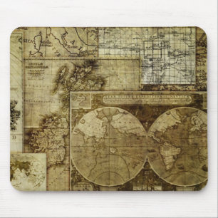 Vintage Alte Weltkarten Mousepad