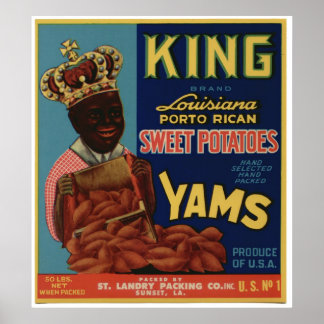 Vintage alte Yams-Fruchtkästen-Etiketten Poster