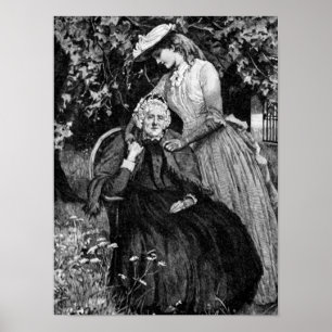 Vintage ältere Mutter Tochter Klein Poster