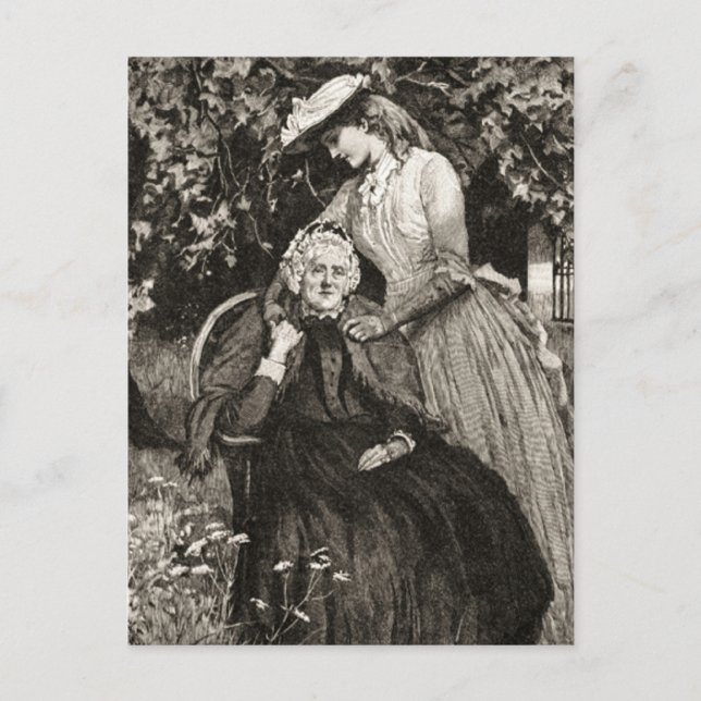 Vintage ältere Mutter und Tochter Postkarte (Vorderseite)