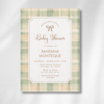Vintage-Altersbraun-Karo-Gold-Schleife-Baby-Party