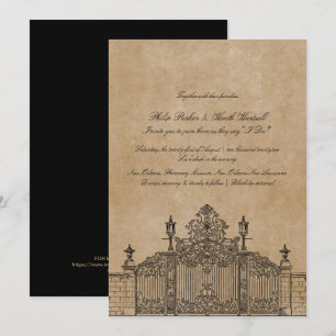 Vintage-Altes-Tor-Thema Luxuriöse Hochzeit Einladung