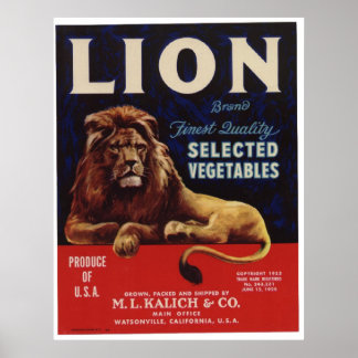Vintage Altlionengemüse kratzen Poster