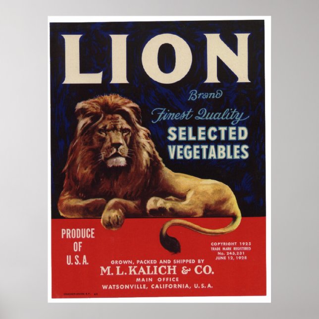 Vintage Altlionengemüse kratzen Poster (Vorne)