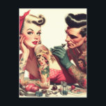 Vintage Altschule Tattoo Couple Illustration Postkarte<br><div class="desc">Vintage Altschule Tattoo Couple Illustration</div>