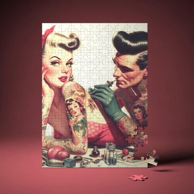 Vintage Altschule Tattoo Couple Illustration Puzzle (Von Creator hochgeladen)