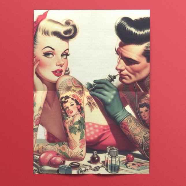 Vintage Altschule Tattoo Couple Illustration Seidenpapier (Von Creator hochgeladen)