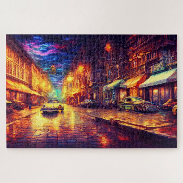 Vintage Altstadt Puzzle (Horizontal)