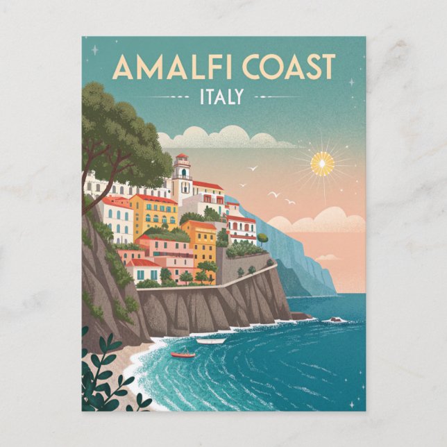 Vintage Amalfi Coast Travel Postkarte (Vorderseite)