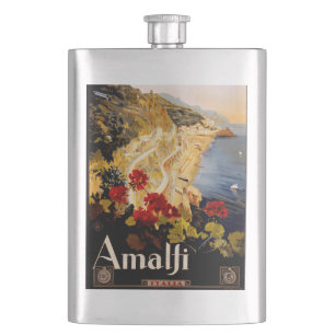 Vintage Amalfi Italia Reise-Grafikposter-Kunst Flachmann