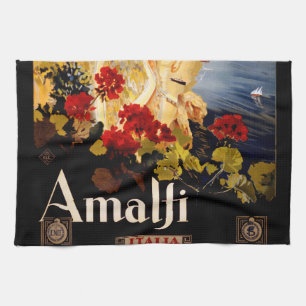 Vintage Amalfi Italia Reise-Grafikposter-Kunst Geschirrtuch