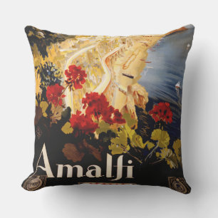 Vintage Amalfi Italia Reise-Grafikposter-Kunst Kissen