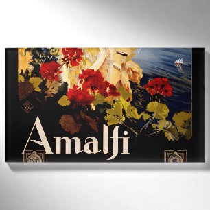 Vintage Amalfi Italia Reise-Grafikposter-Kunst Namenschild