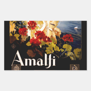 Vintage Amalfi Italia Reise-Grafikposter-Kunst Rechteckiger Aufkleber