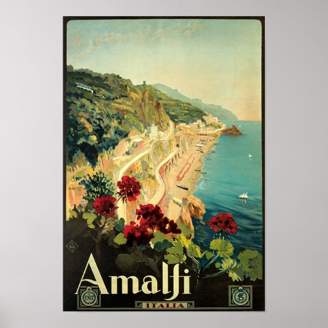 Vintage Amalfi-Reisewerbung Poster (Vorne)