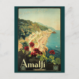 Vintage Amalfi-Reisewerbung Postkarte