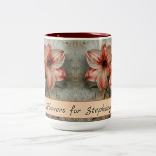 Vintage Amaryllis Blume Retro Rustikale Wasserfarb Zweifarbige Tasse