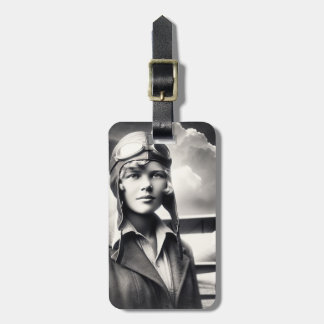 Vintage Amelia Earhart weibliche Flugpionierin Abe Gepäckanhänger