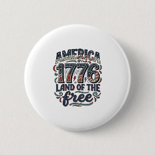 Vintage America 1776 Land der Freien Shirts-Design Button