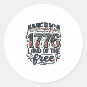 Vintage America 1776 Land der Freien Shirts-Design Runder Aufkleber